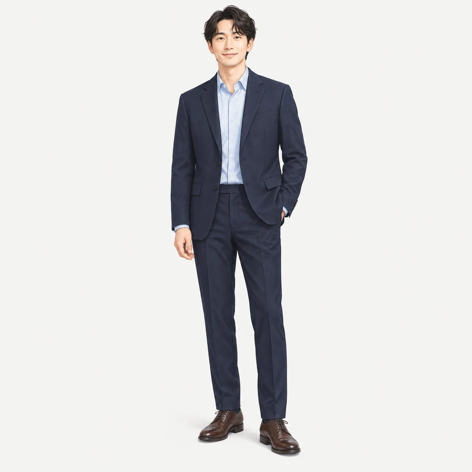 仕事・学校の着こなし。シャツ+ストレートスラックス+ジャケット