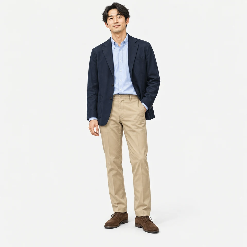 仕事・学校の着こなし。シャツ+チノ+軽いジャケット